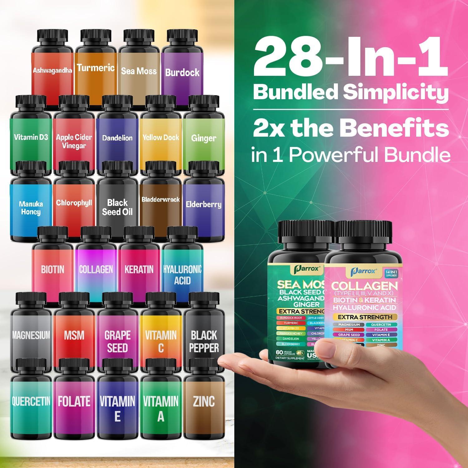 Suplemento Parrox Bienestar Radiante 150 Cápsulas - Musgo Marino y Colágeno