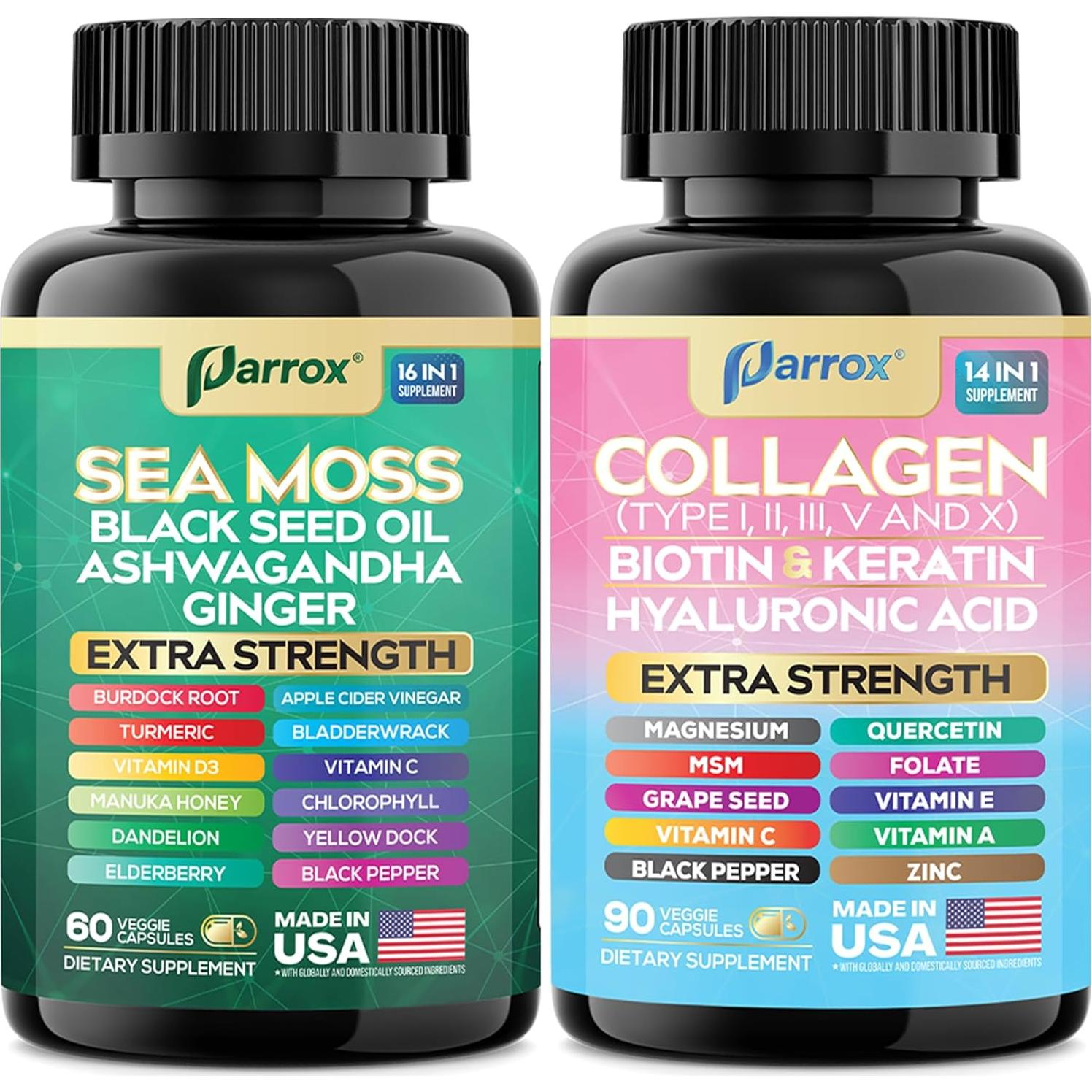 Suplemento Parrox Bienestar Radiante 150 Cápsulas - Musgo Marino y Colágeno