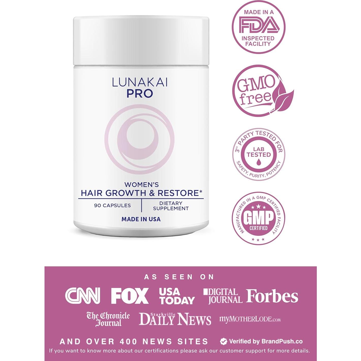 Vitaminas Lunakai PRO para Crecimiento Cabello Femenino 90 gomitas