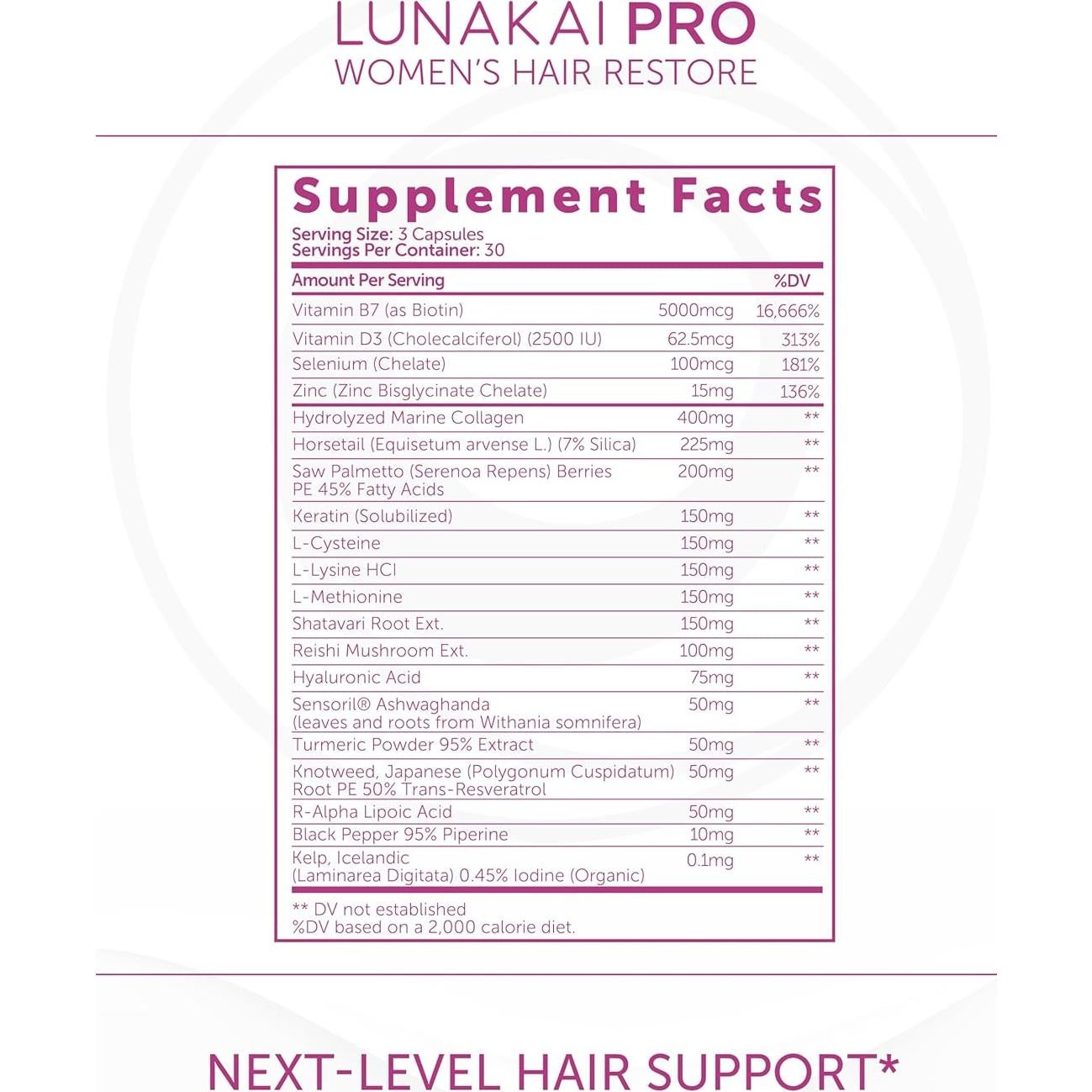 Vitaminas Lunakai PRO para Crecimiento Cabello Femenino 90 gomitas