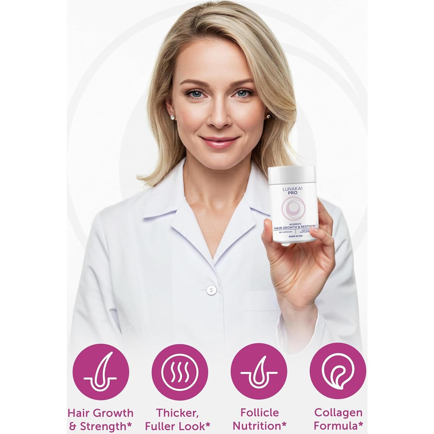 Vitaminas Lunakai PRO para Crecimiento Cabello Femenino 90 gomitas