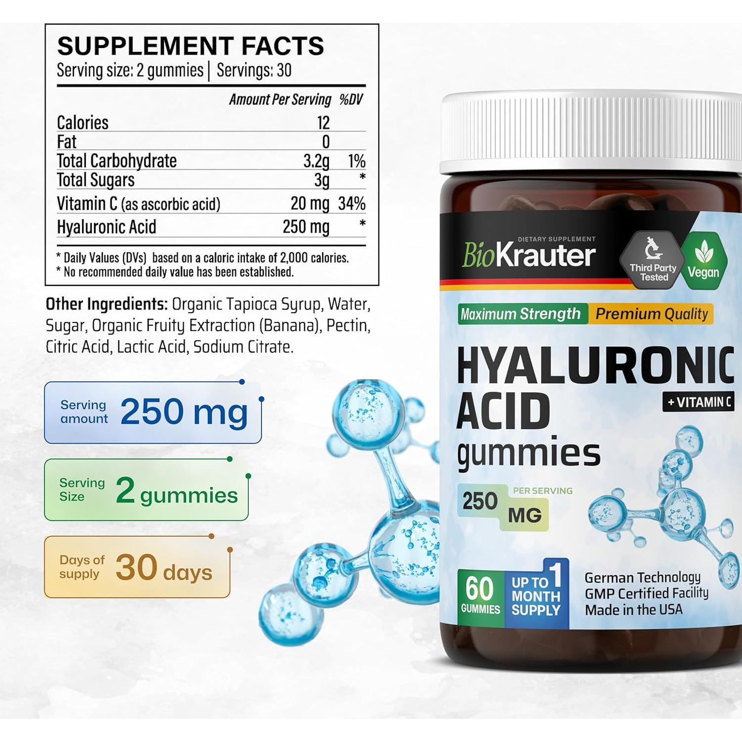 Gominolas Veganas de Ácido Hialurónico BioKrauter 60 Unidades