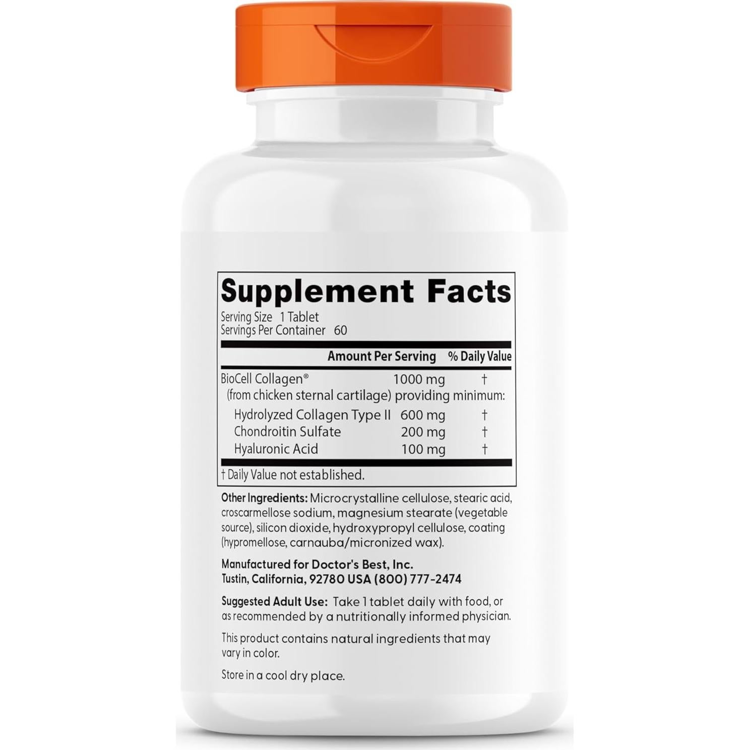 Ácido Hialurónico Doctor's Best con Colágeno BioCell 108g