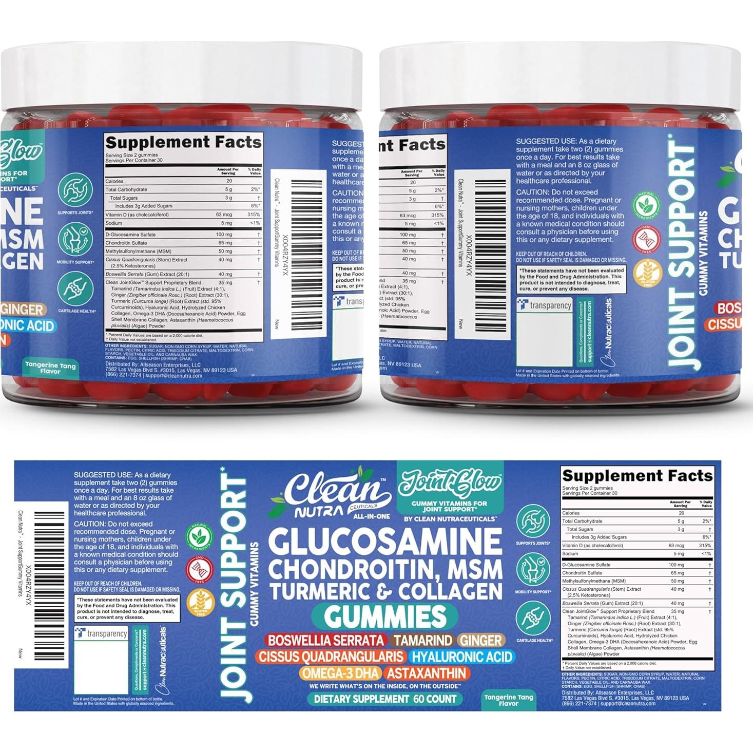 Gummies para Articulaciones Clean Nutra Glucosamina 60 Unidades