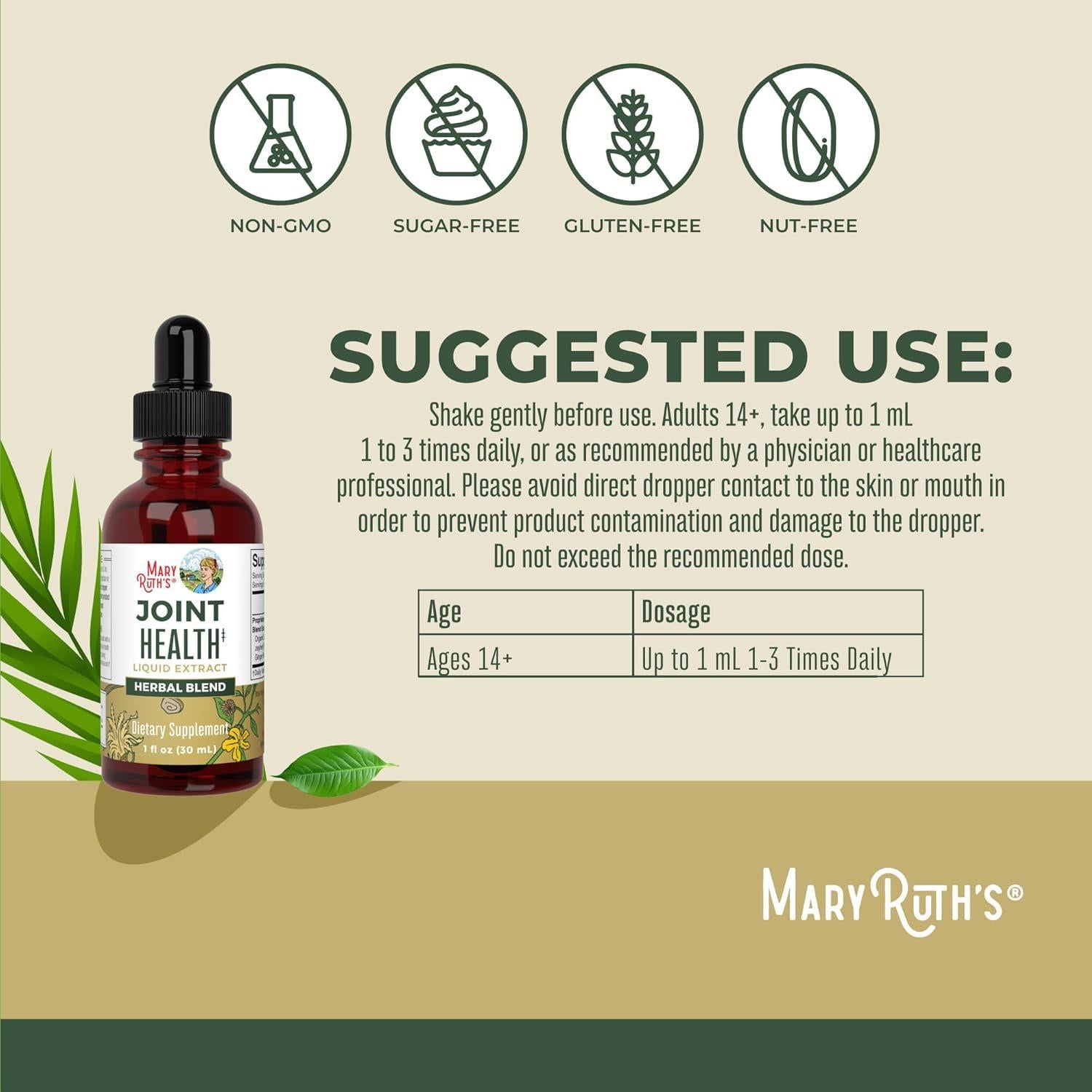 Gotas de Salud Articular MaryRuth Organics | 30 Porciones | Vegano