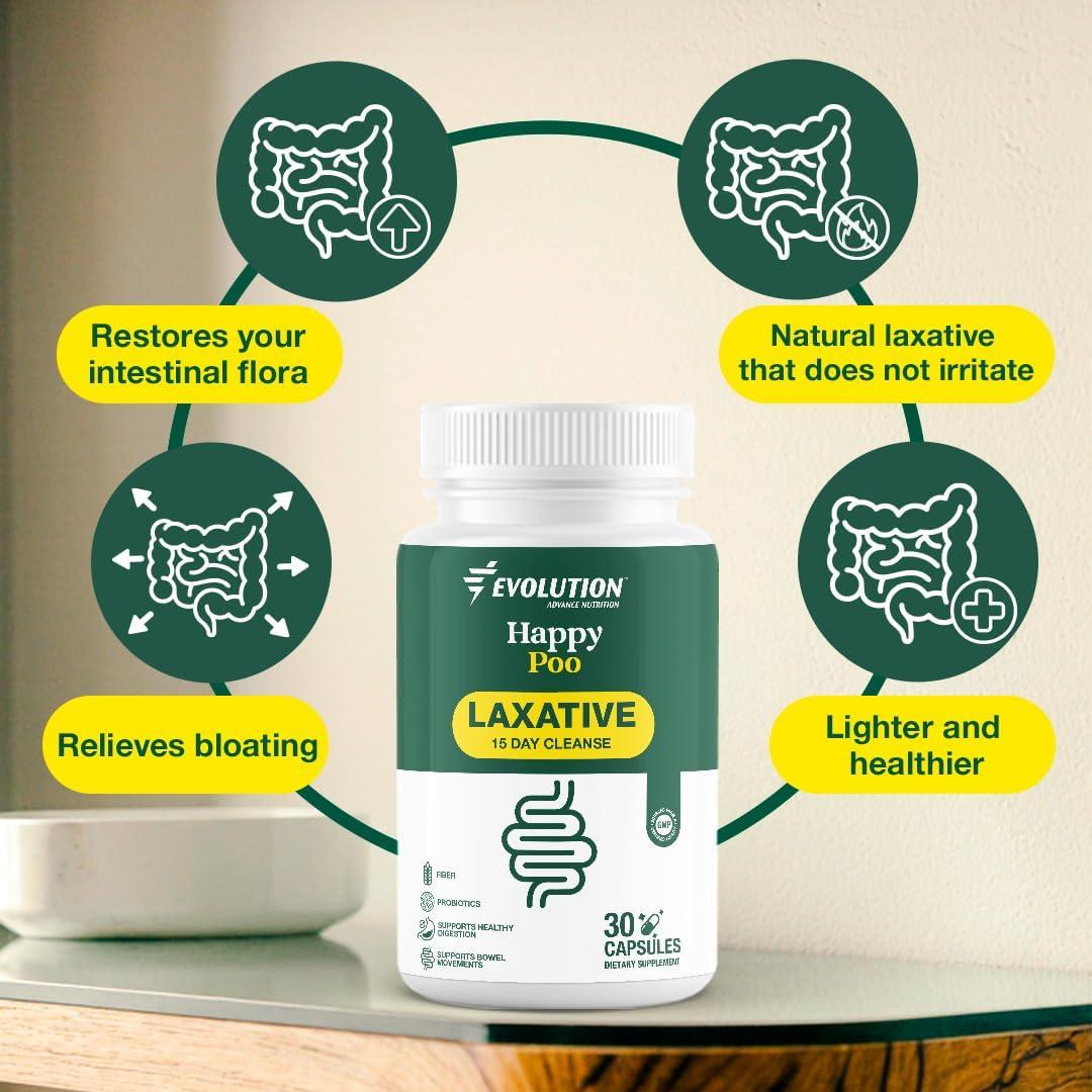 Laxantes Naturales Happy Poo 30 Cápsulas + Suplemento Articular