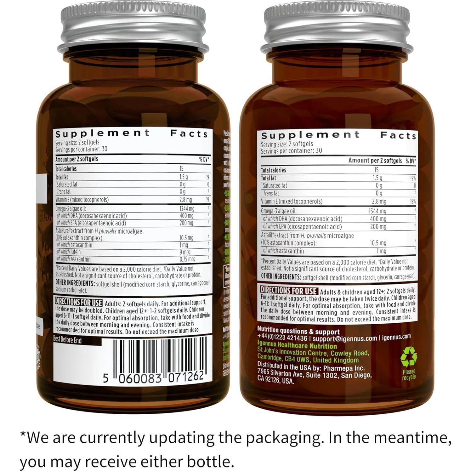 Paquete Vegano Omega-3 y B12 Sublingual Igennus 90 Cápsulas