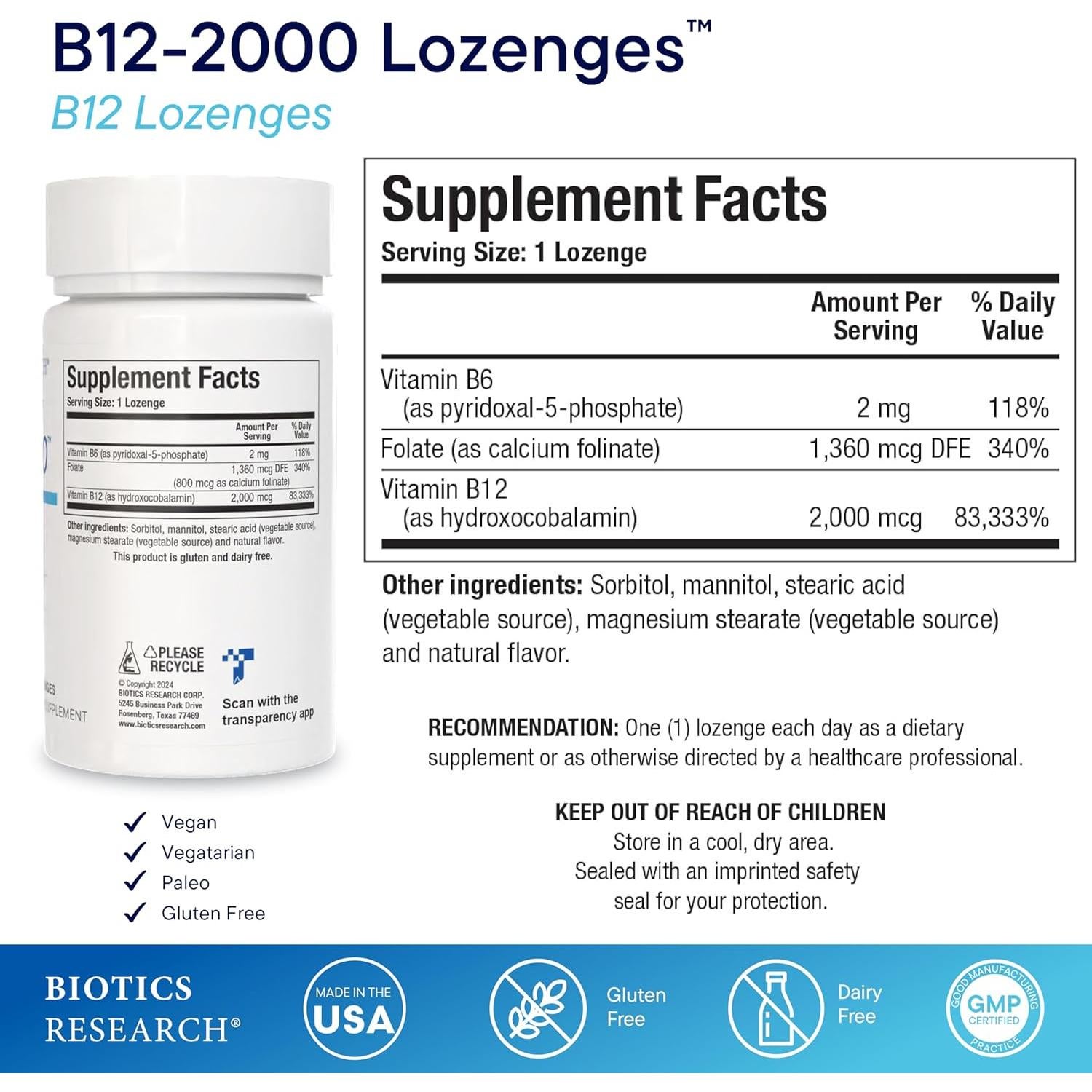 Biotics Research B12-2000 y Biomega-1000 Omega-3 60 Pastillas