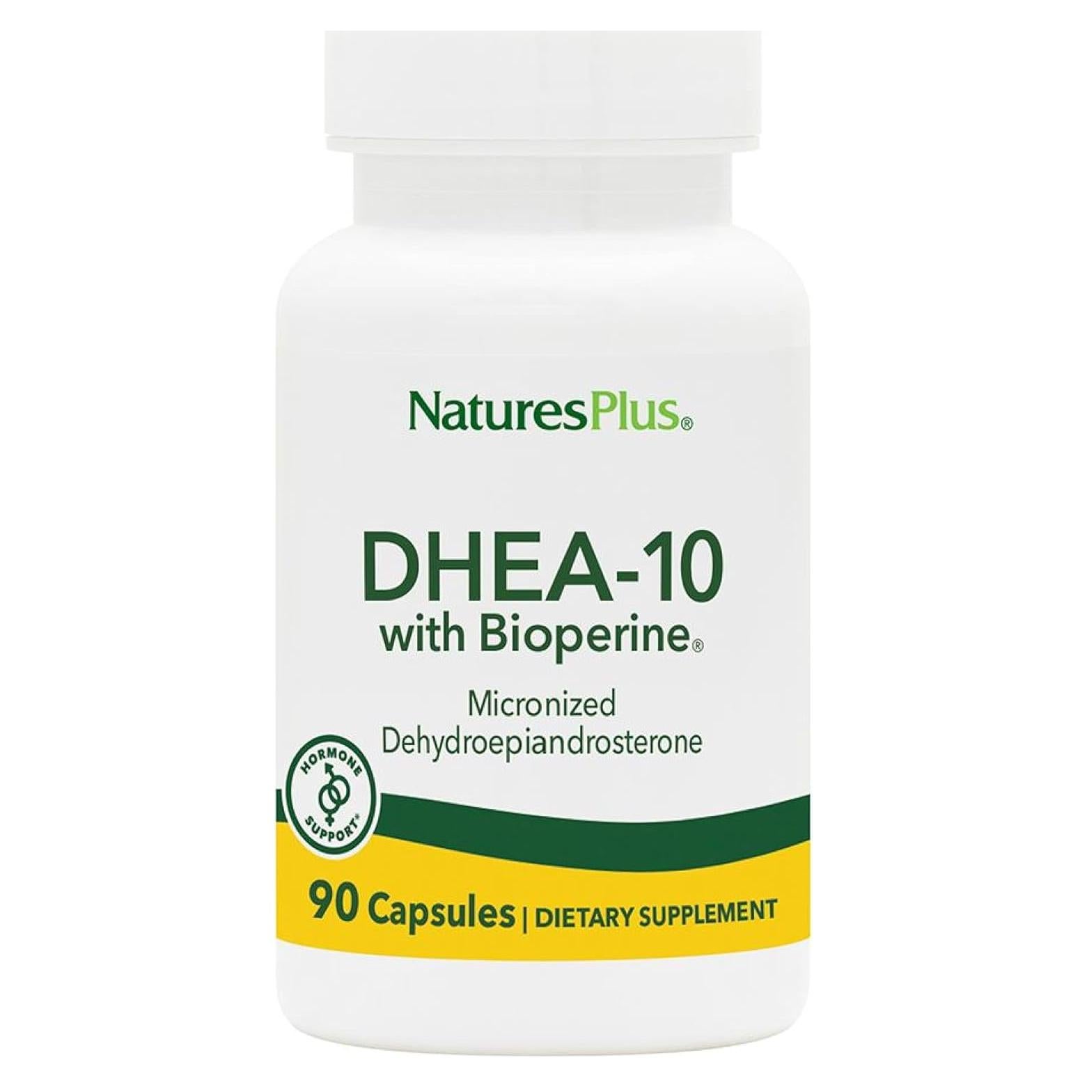 Suplemento DHEA 10 mg Natures Plus con Bioperina - 90 Cápsulas