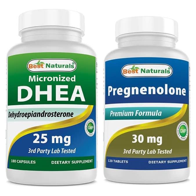Suplemento DHEA 25 mg y Pregnenolona 30 mg - 180 Cápsulas