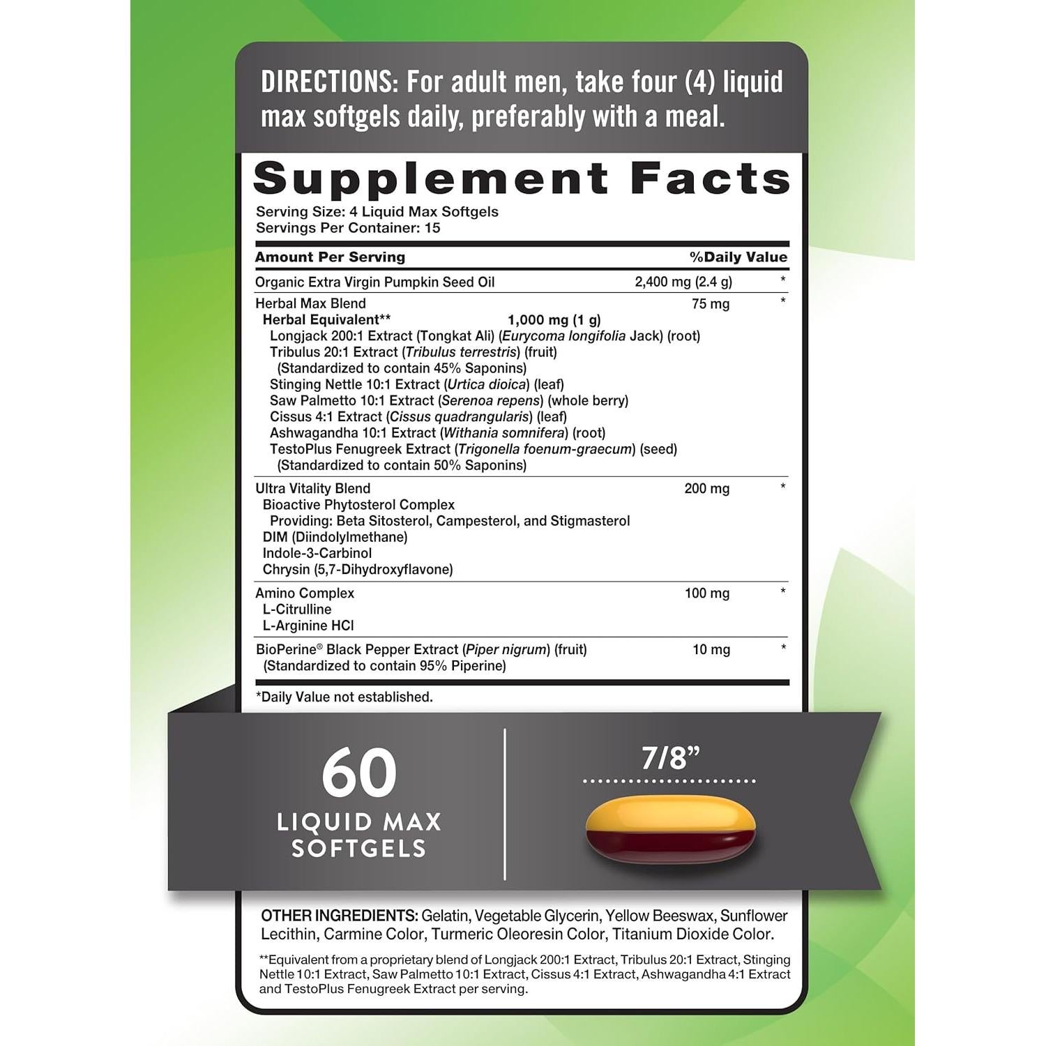 Suplemento de Testosterona Nature's Truth 60 Gelatinas Blandas