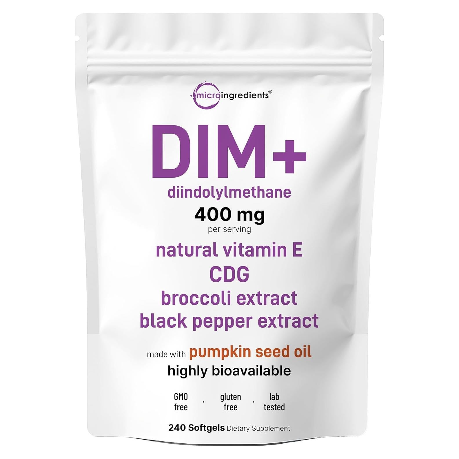 Suplemento DIM+ 400mg Micro Ingredients 240 Softgels