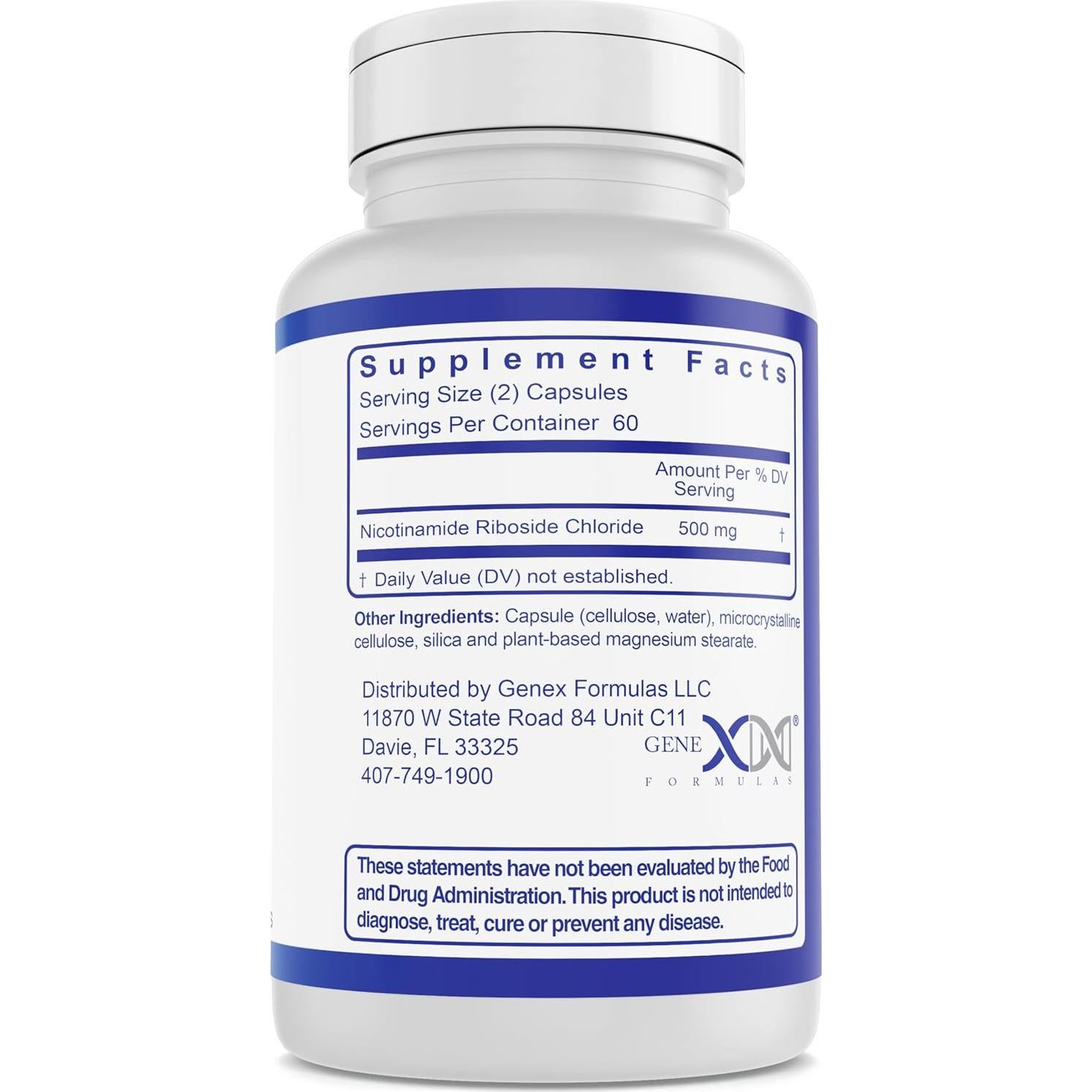 Ribósido de Nicotinamida 500mg Genex Formulas 120 Cápsulas