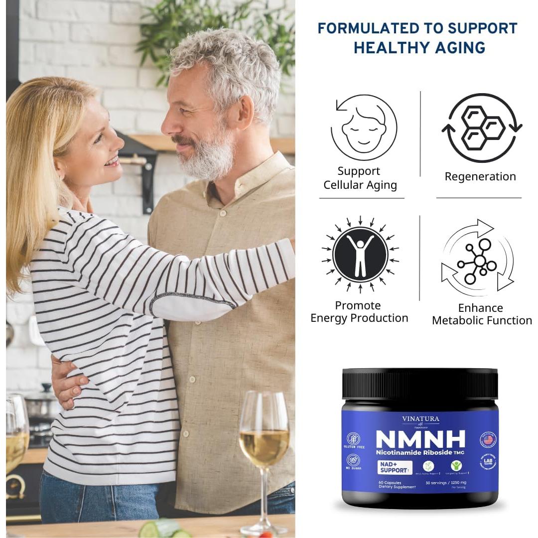 Suplemento Antienvejecimiento Vinatura NMNH 60 Cápsulas 500mg