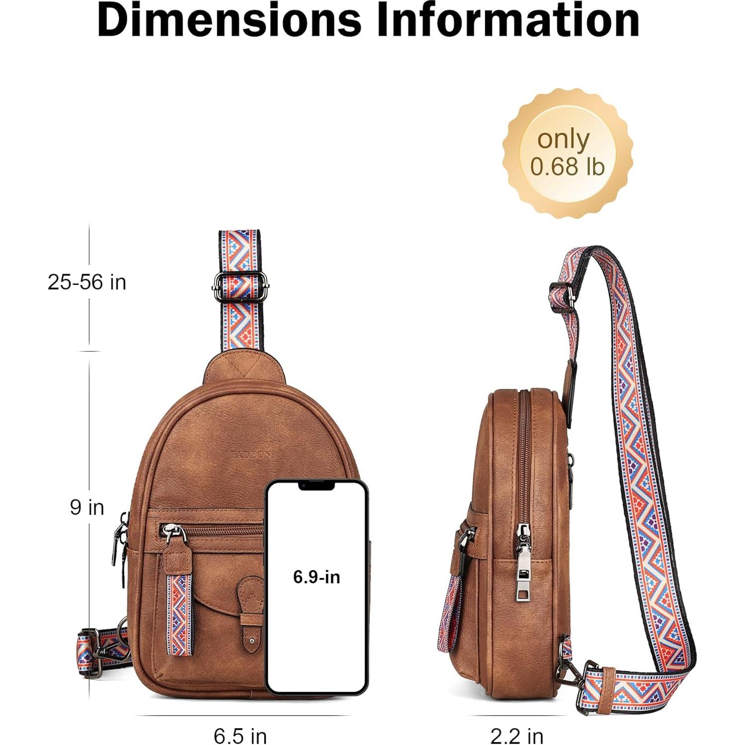 Bolsa Cruzada FADEON Pequeña para Mujeres - Cuero PU Marrón