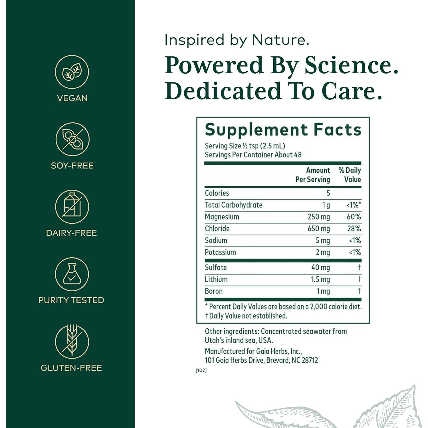 Suplemento Líquido de Magnesio Gaia Herbs 118 ml - Energía Celular