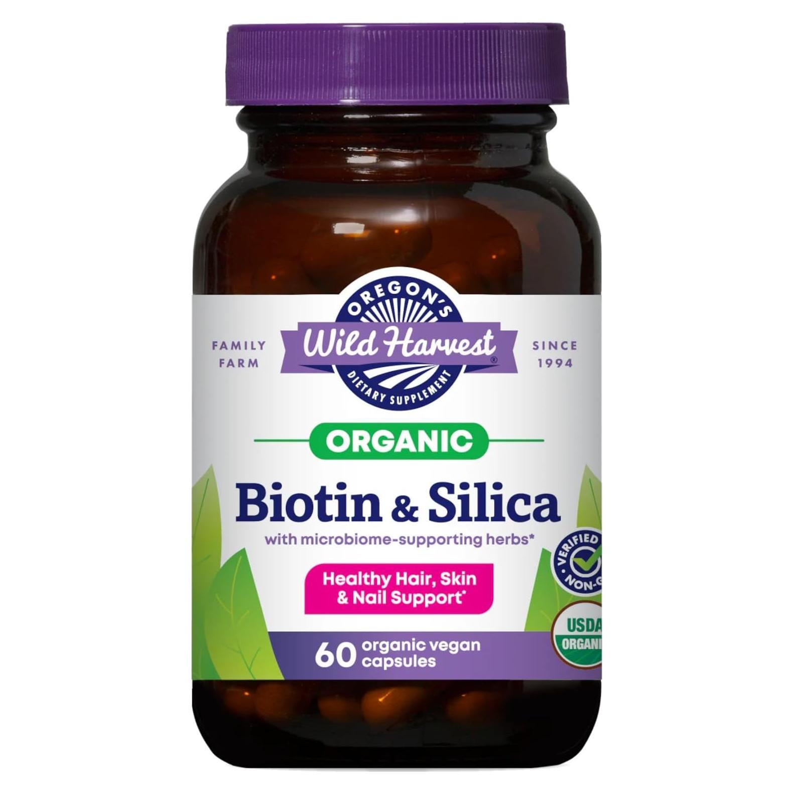 Biotina y Sílice Oregon's Wild Harvest 60 Cápsulas Veganas