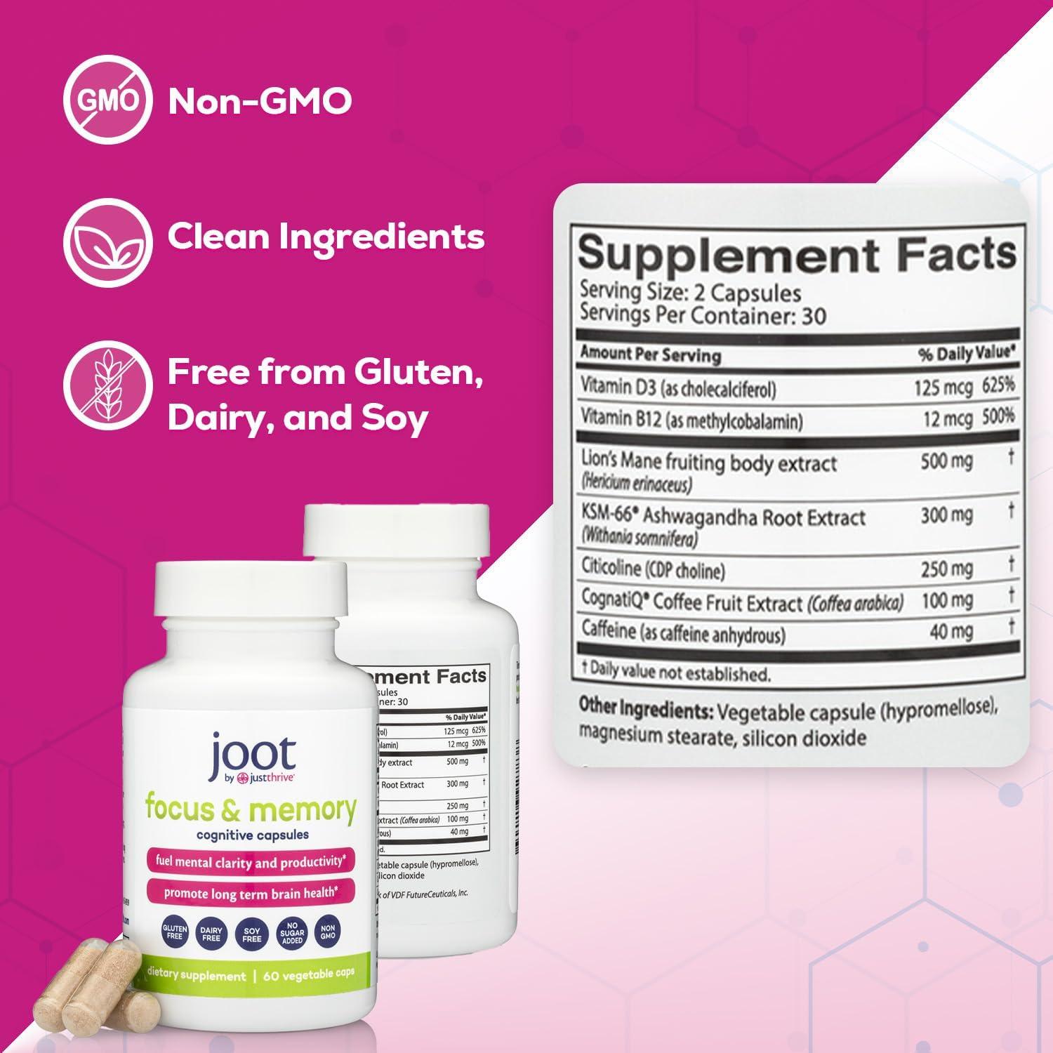 Just Thrive Suplemento Nootrópico 60 Cápsulas - Memoria y Enfoque