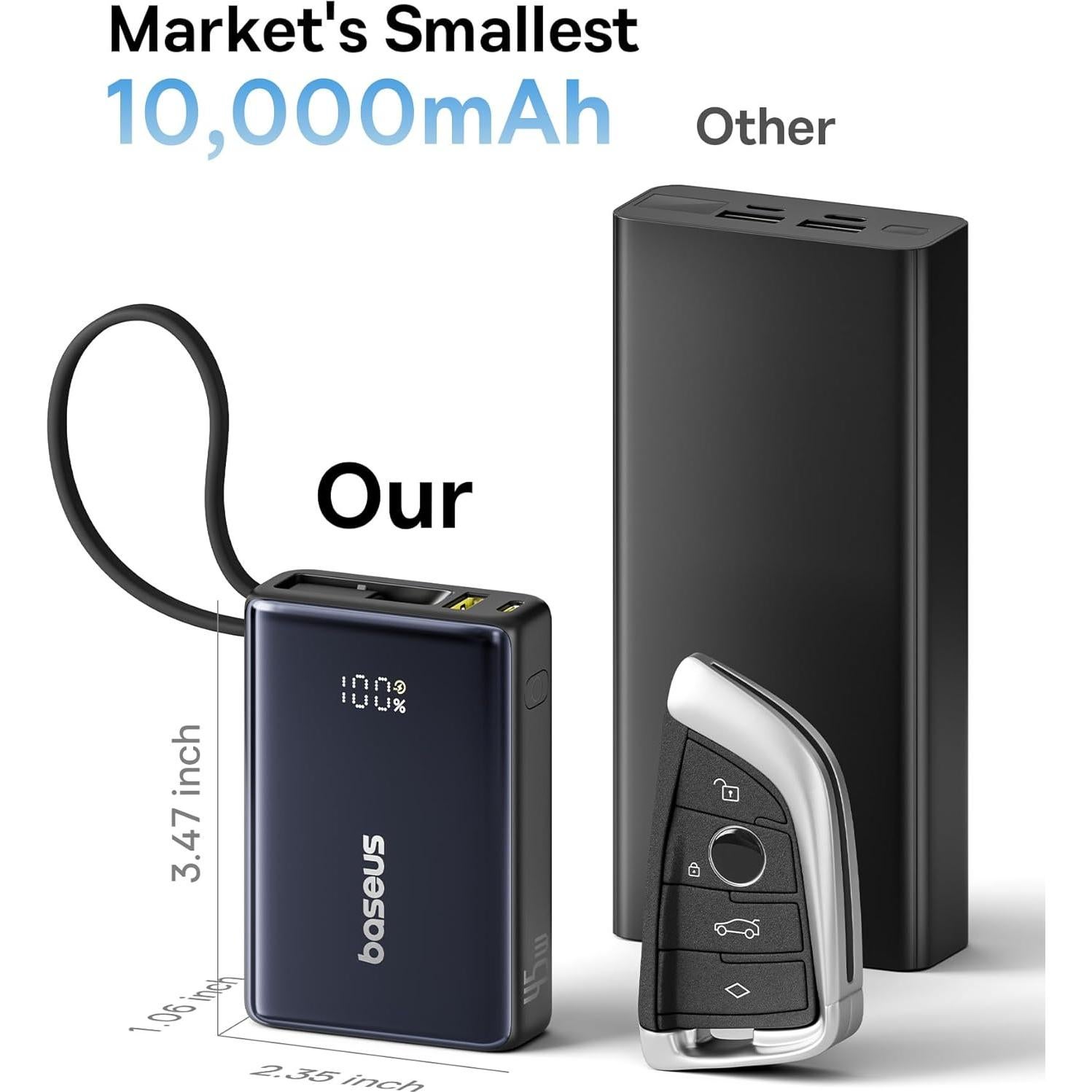 Baseus Power Bank 10000mAh 45W Carga Rápida USB-C Negro