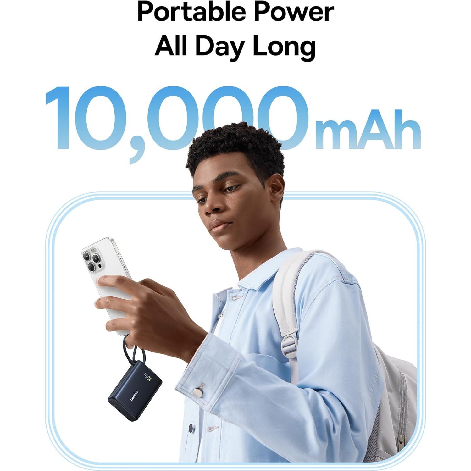 Baseus Power Bank 10000mAh 45W Carga Rápida USB-C Negro