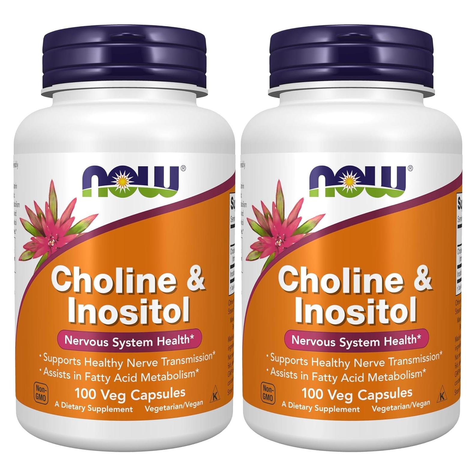 NOW Suplementos Colina e Inositol 500 mg 100 Cápsulas