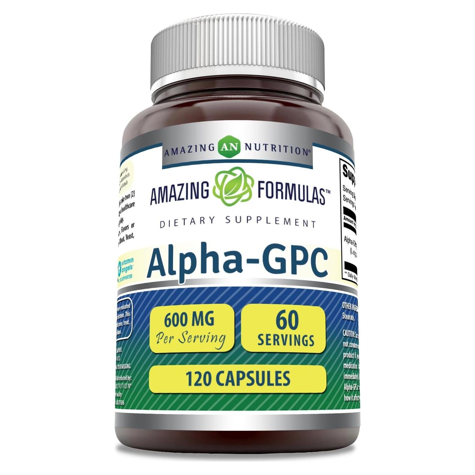 Suplemento Alpha GPC Fórmulas Asombrosas 600 mg 120 Cápsulas