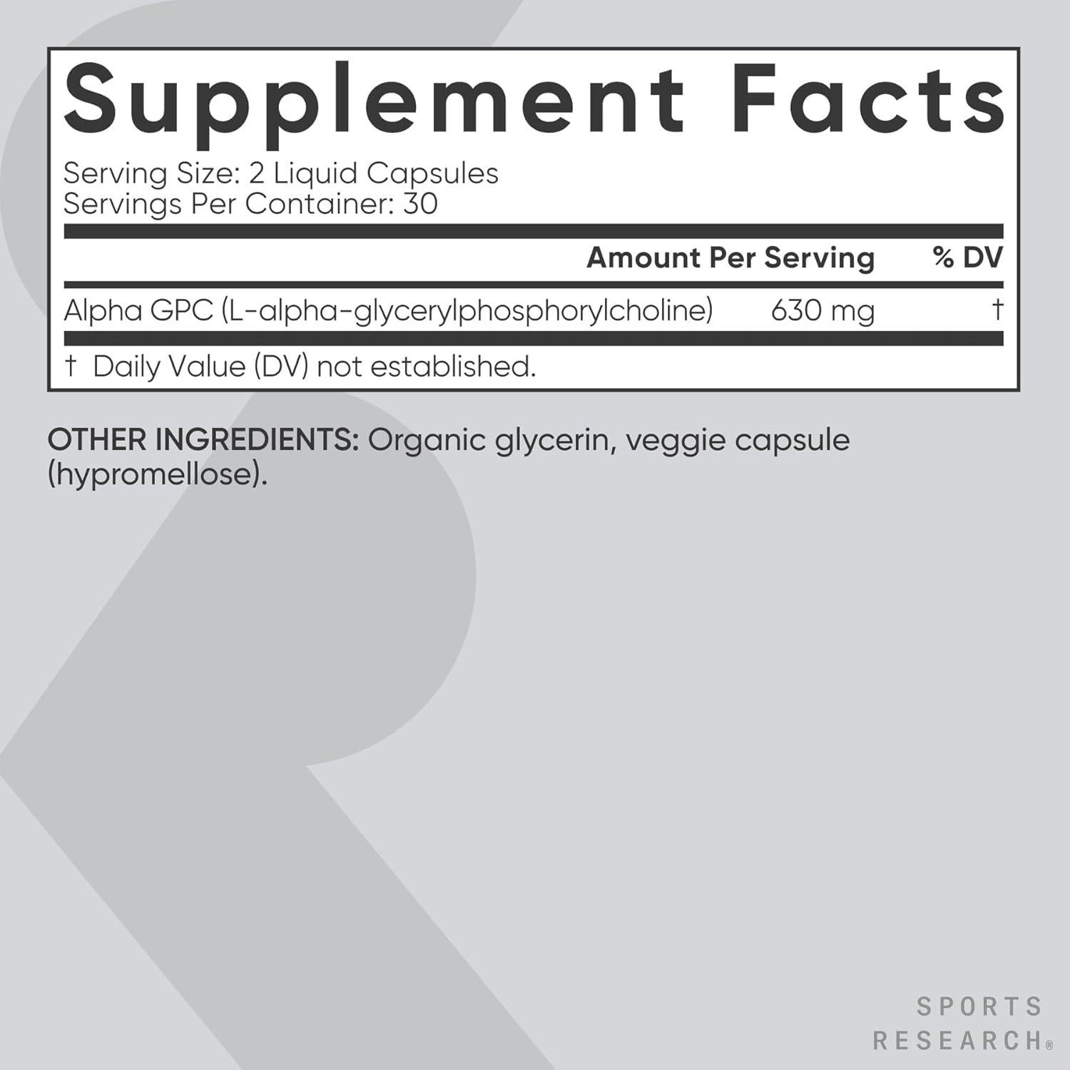 Multivitaminas Sports Research Alpha GPC Omega-3 Magnesio 2000mg