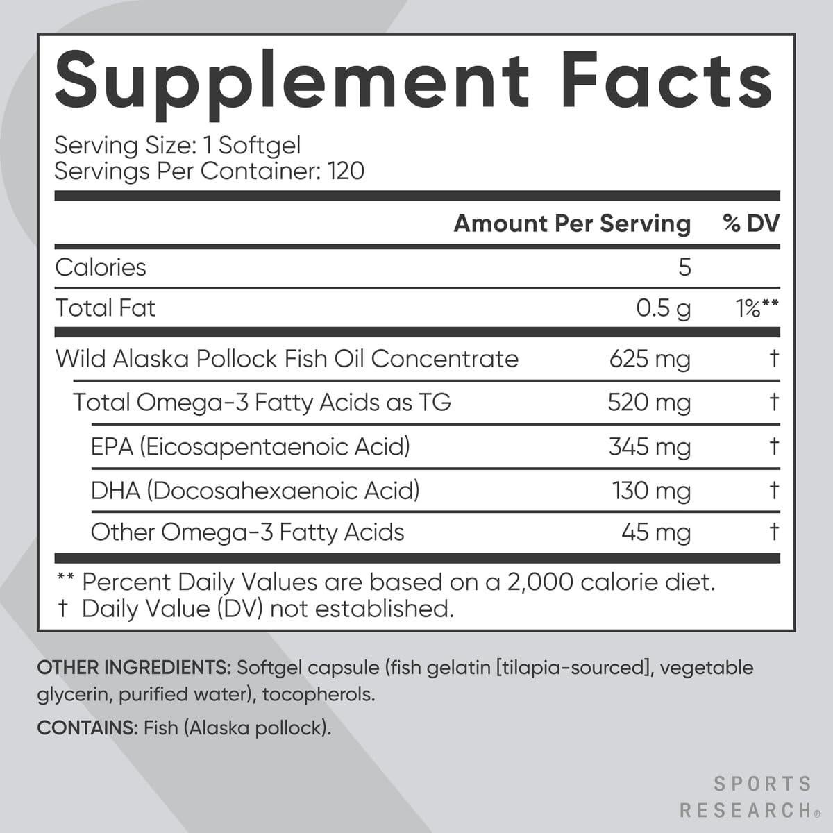 Multivitaminas Sports Research Alpha GPC Omega-3 Magnesio 2000mg