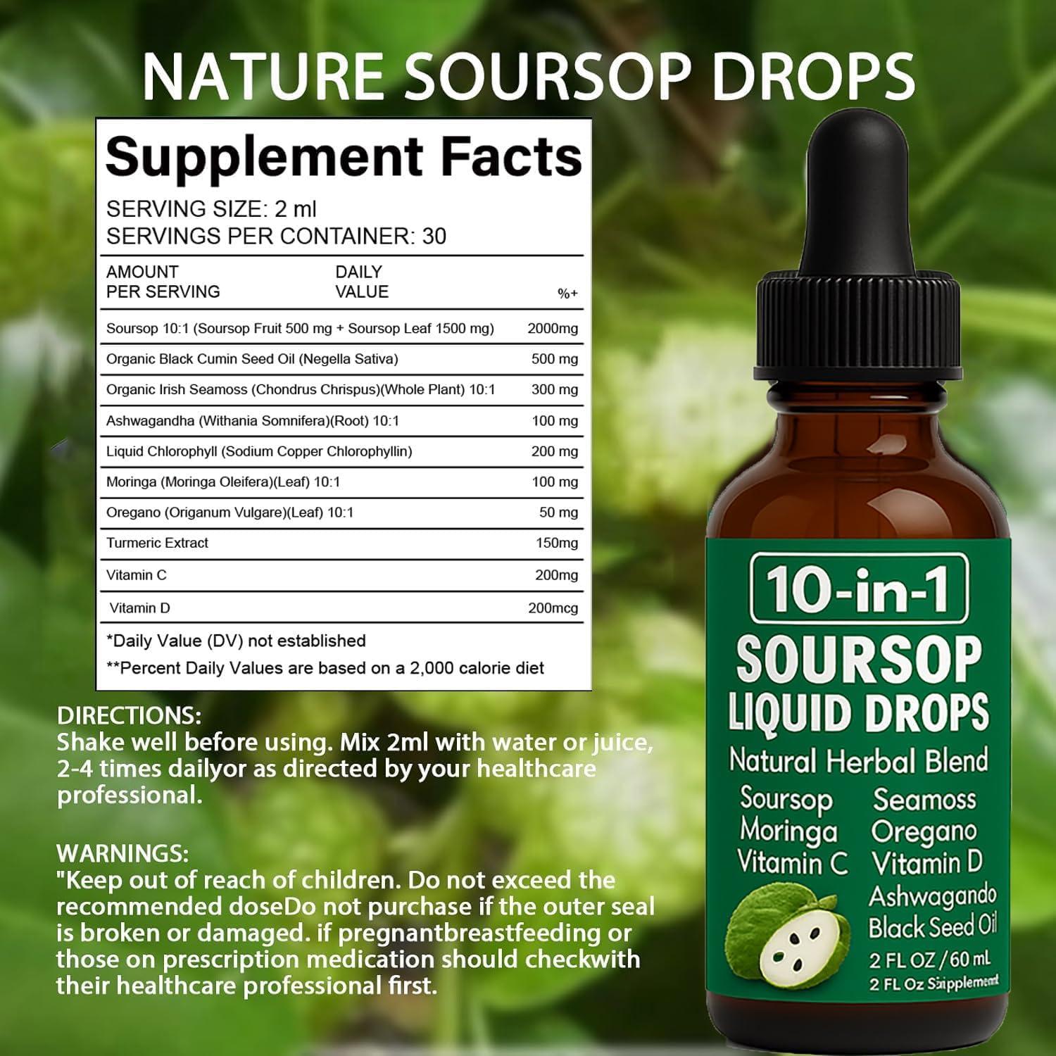 Gotas Naturales de Soursop Nutrapure 60 ml - 10 en 1 Salud Digestiva