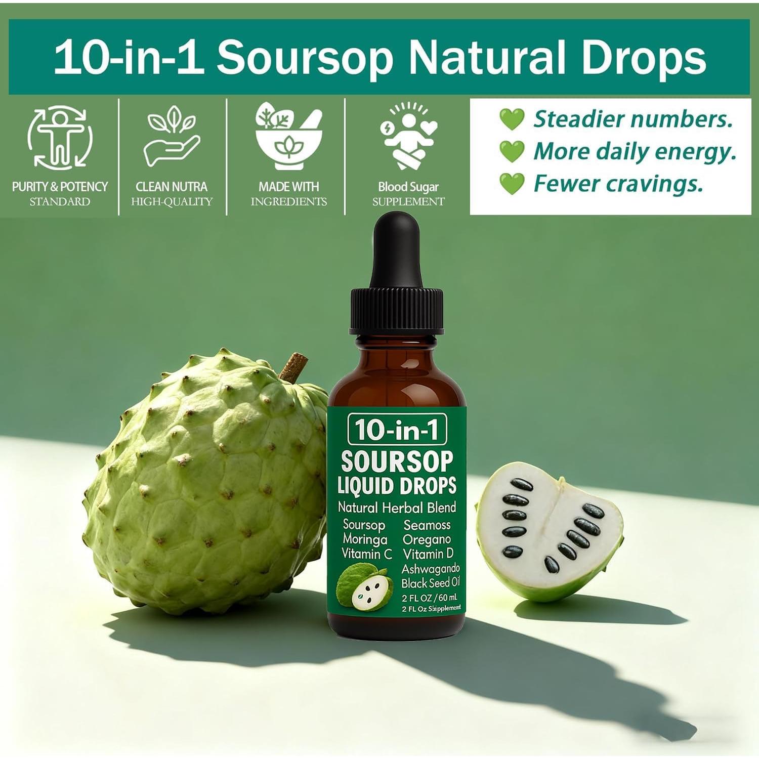 Gotas Naturales de Soursop Nutrapure 60 ml - 10 en 1 Salud Digestiva
