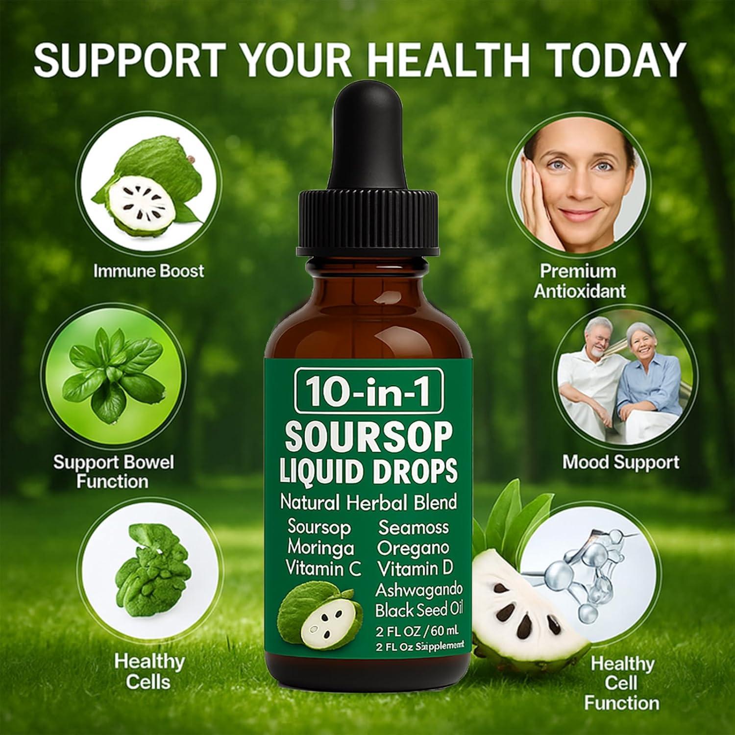 Gotas Naturales de Soursop Nutrapure 60 ml - 10 en 1 Salud Digestiva