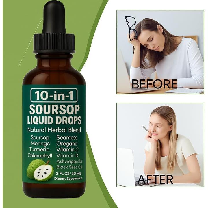 Gotas Naturales de Soursop Nutrapure 60 ml - 10 en 1 Salud Digestiva