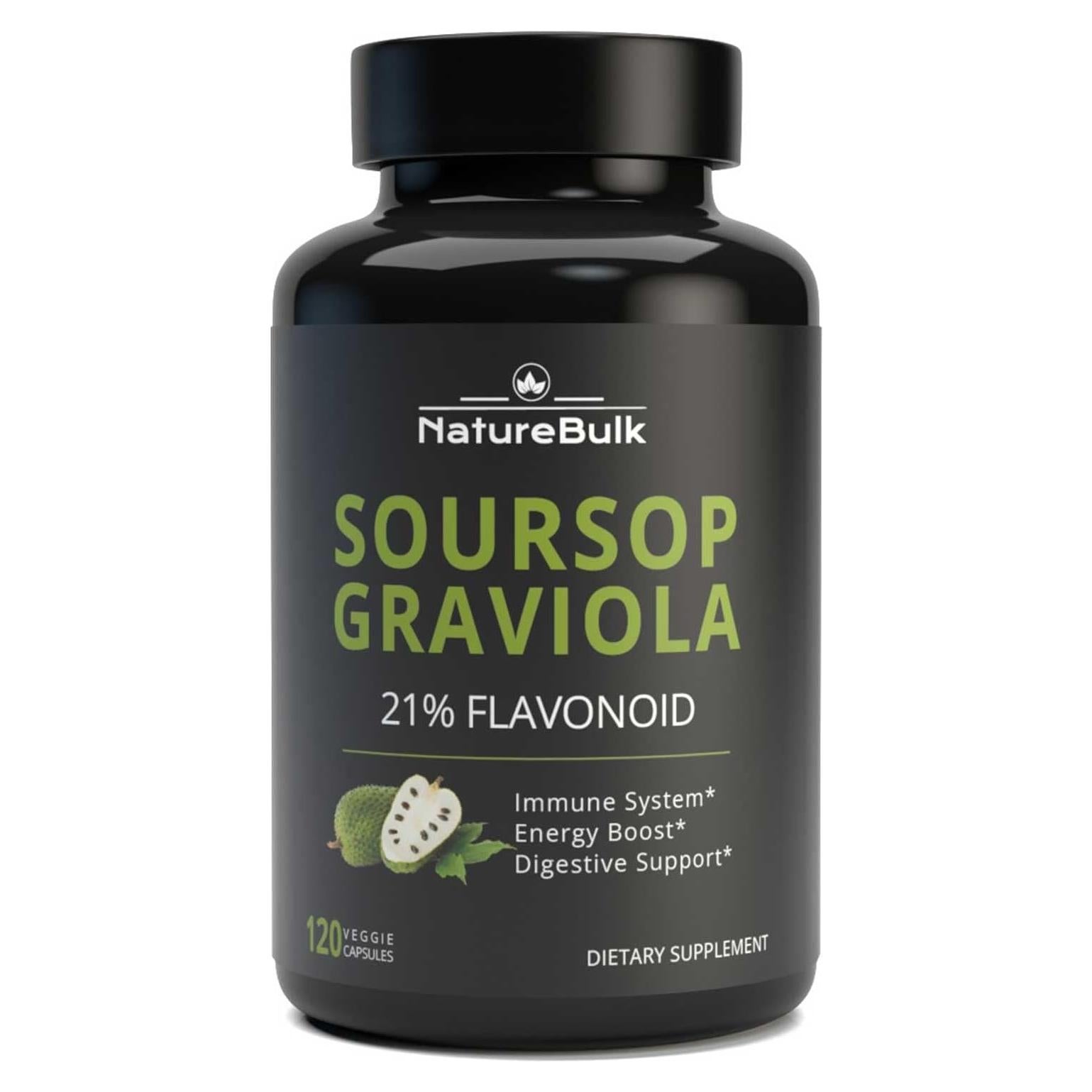 Cápsulas de Graviola NatureBulk 600mg 120 Unidades Antioxidante