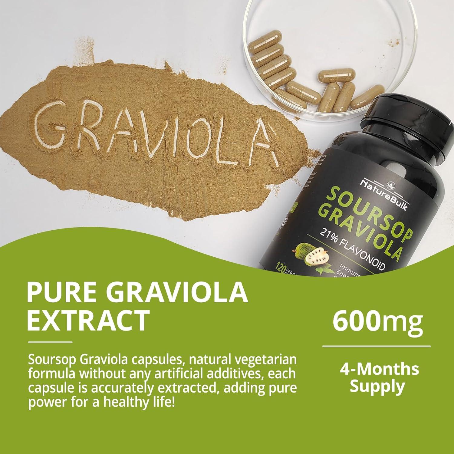 Cápsulas de Graviola NatureBulk 600mg 120 Unidades Antioxidante