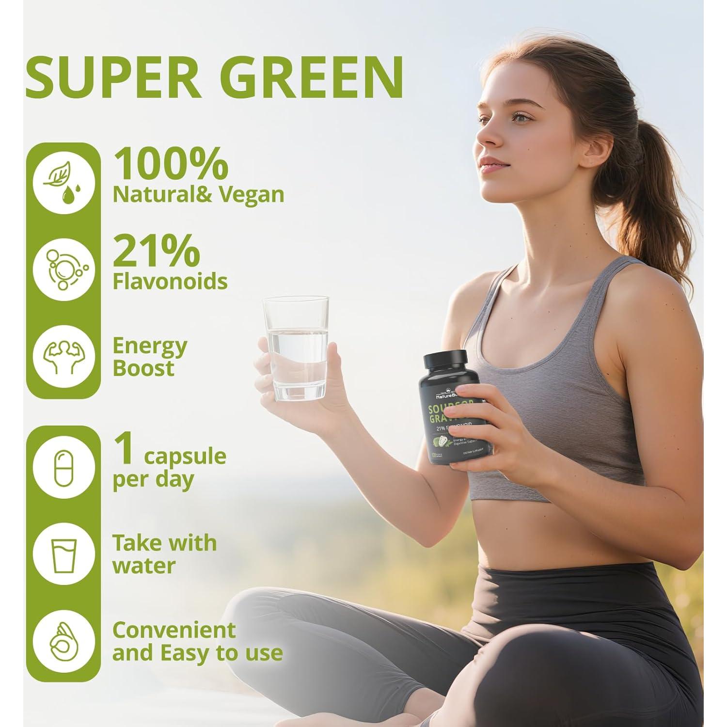 Cápsulas de Graviola NatureBulk 600mg 120 Unidades Antioxidante