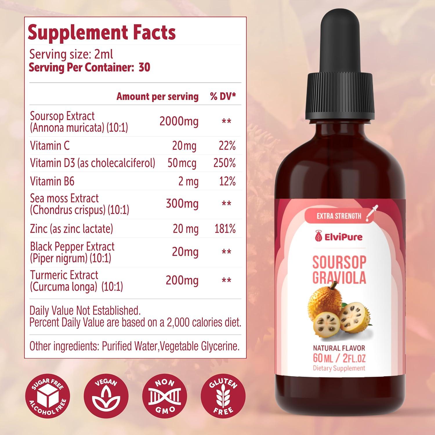 Gotas de Guanábana Orgánica ElviPure 59 ml - Inmunidad y Digestión