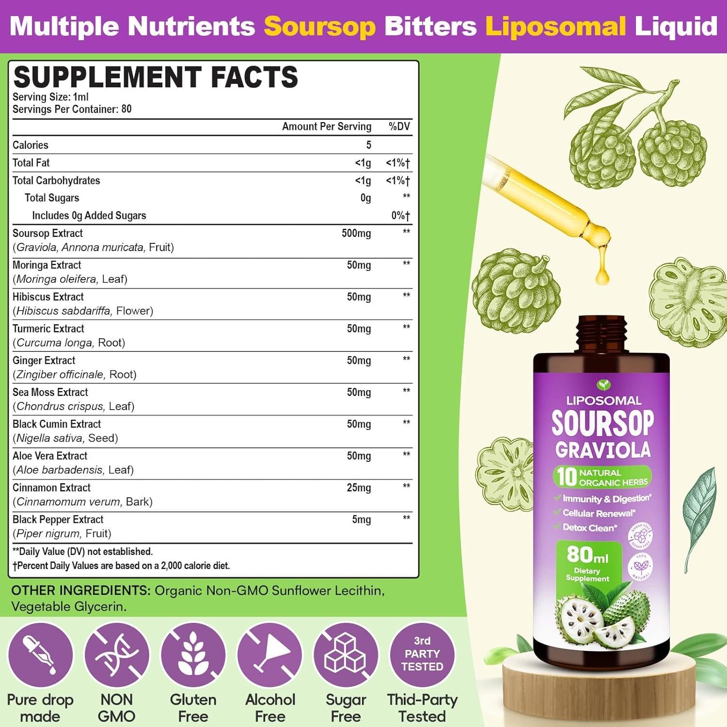 Líquido Amargo de Guanábana Mezqai 80ml - Multivitaminas Naturales