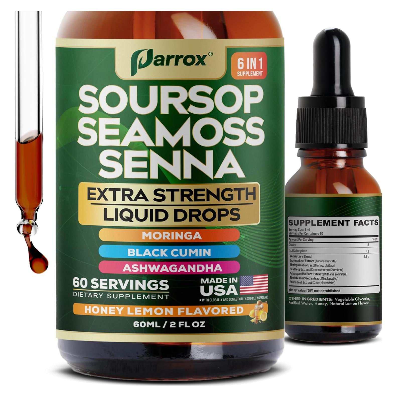 Gotas Líquidas Parrox Soursop Seamoss Senna 60 Porciones