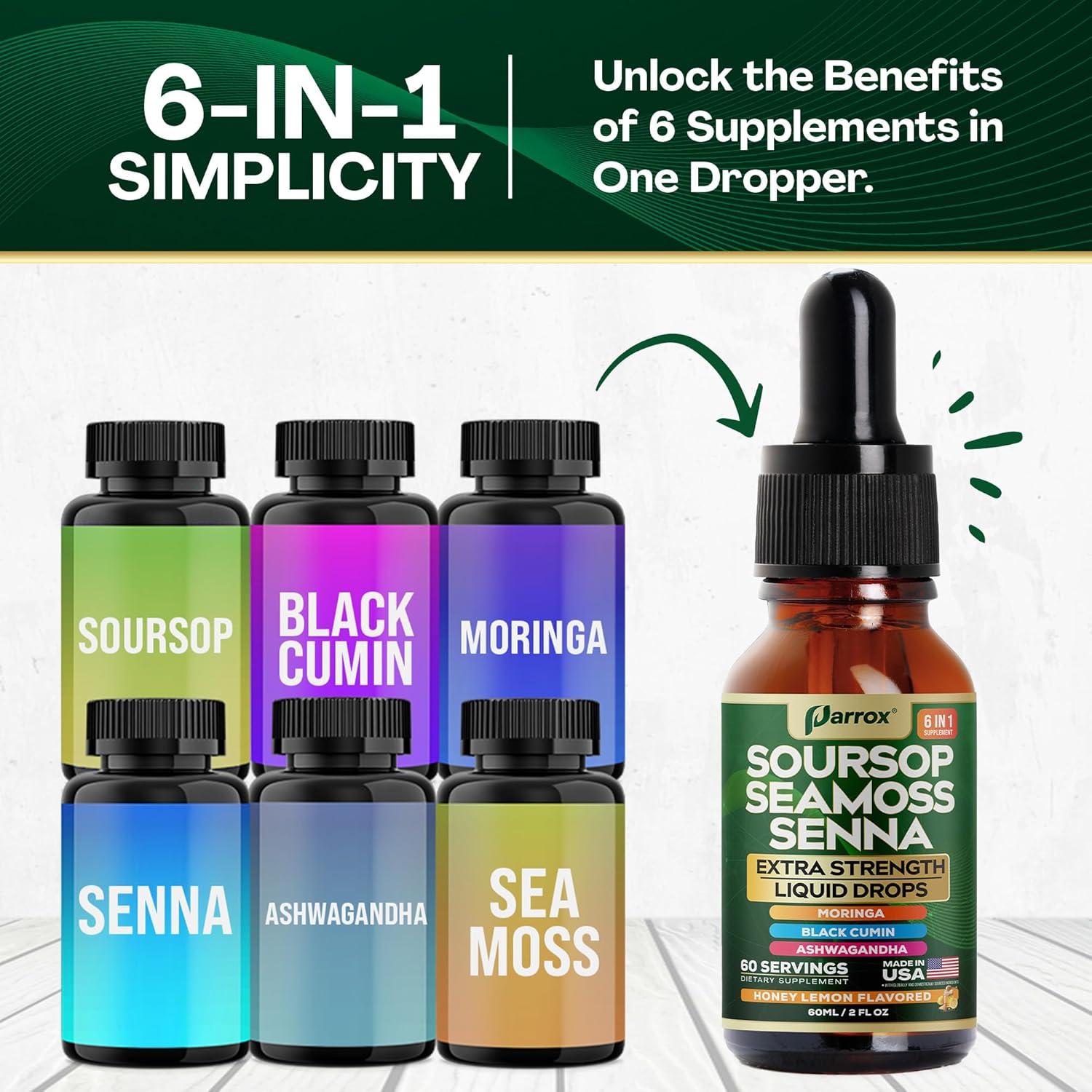 Gotas Líquidas Parrox Soursop Seamoss Senna 60 Porciones