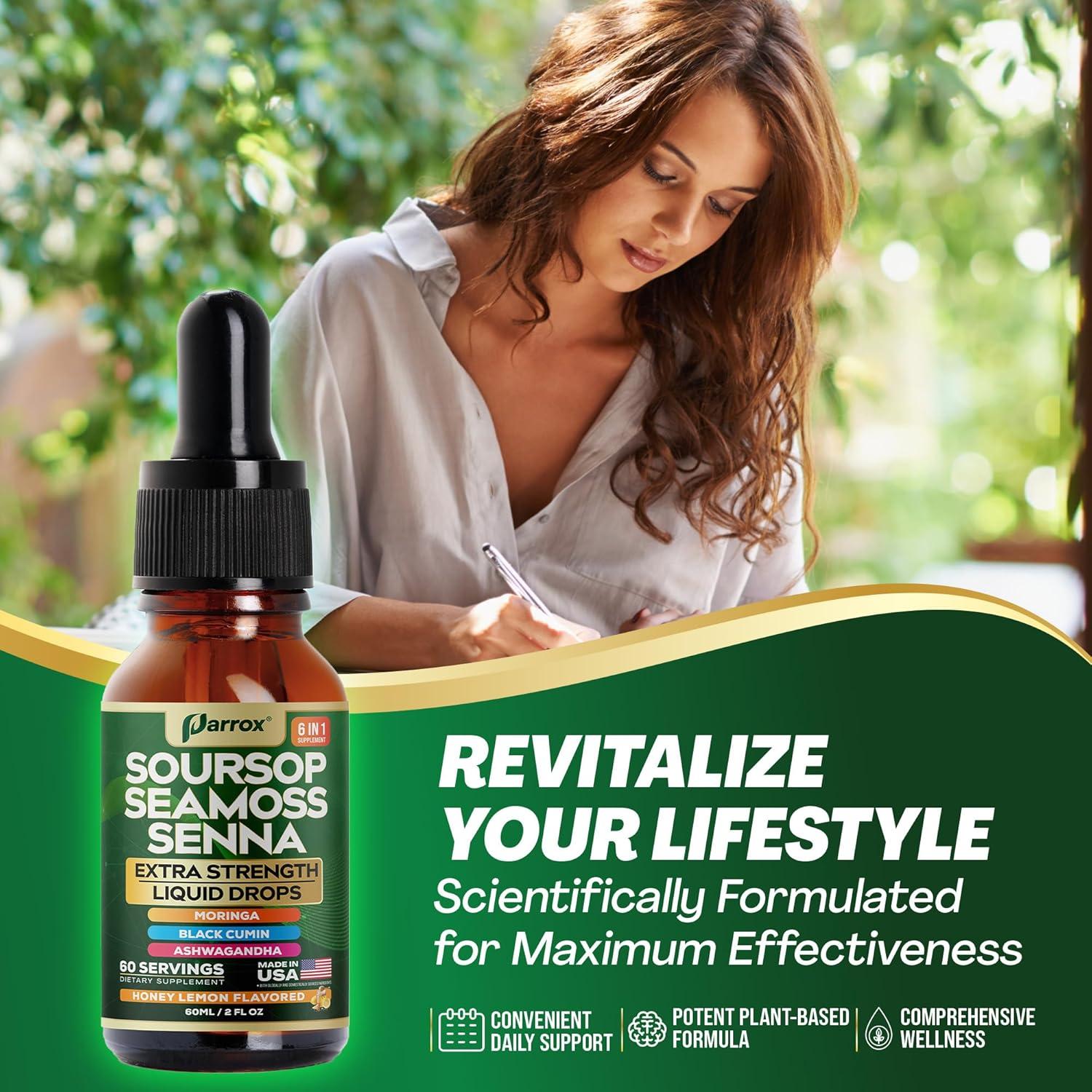 Gotas Líquidas Parrox Soursop Seamoss Senna 60 Porciones