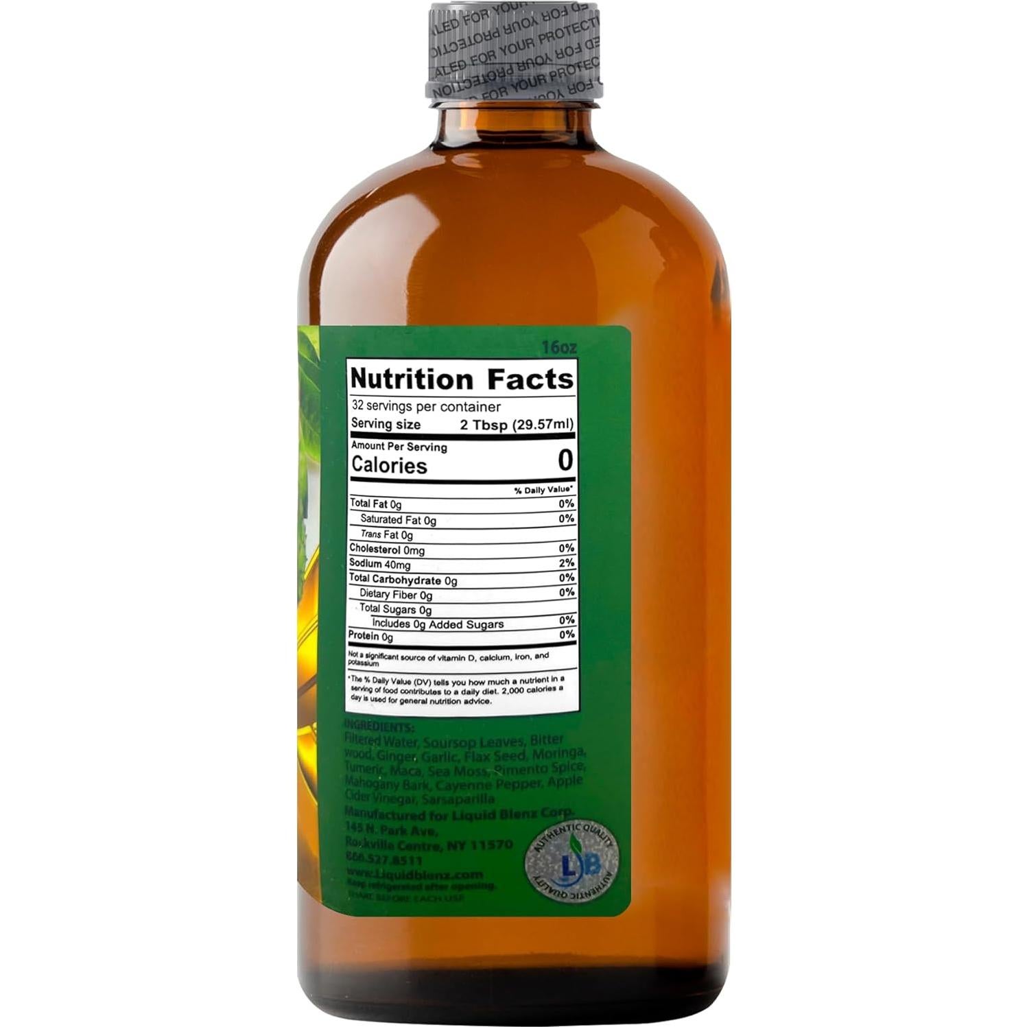 Bitter de Soursop Liquid Blenz 473 ml con Moringa y Cúrcuma