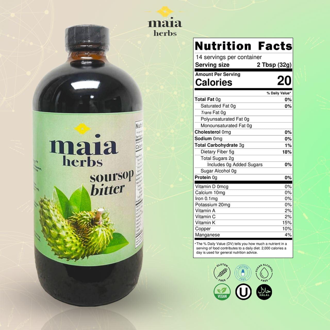 Amargo de Guanábana Líquido 500ml Maia Herbs - Refuerzo Inmunológico