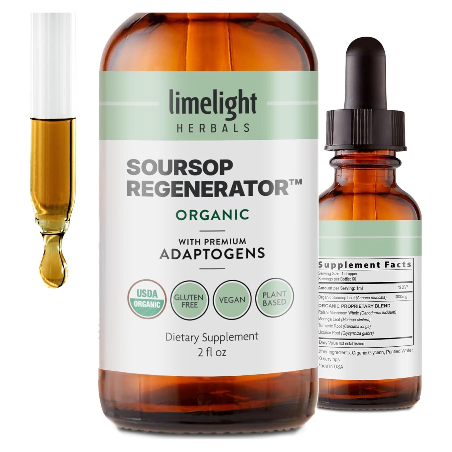 Gotas de Soursop Orgánico USDA 1000mg - Limelight Herbals