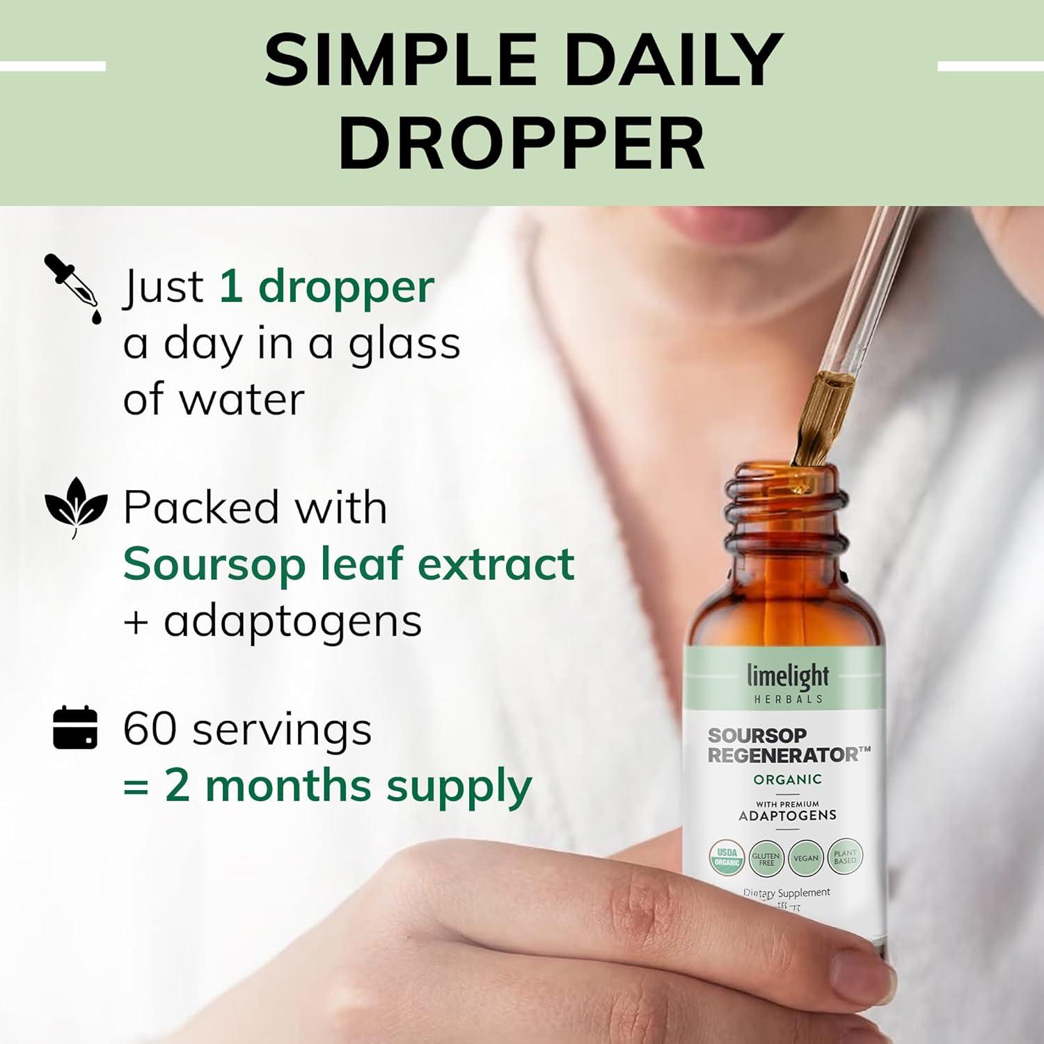 Gotas de Soursop Orgánico USDA 1000mg - Limelight Herbals