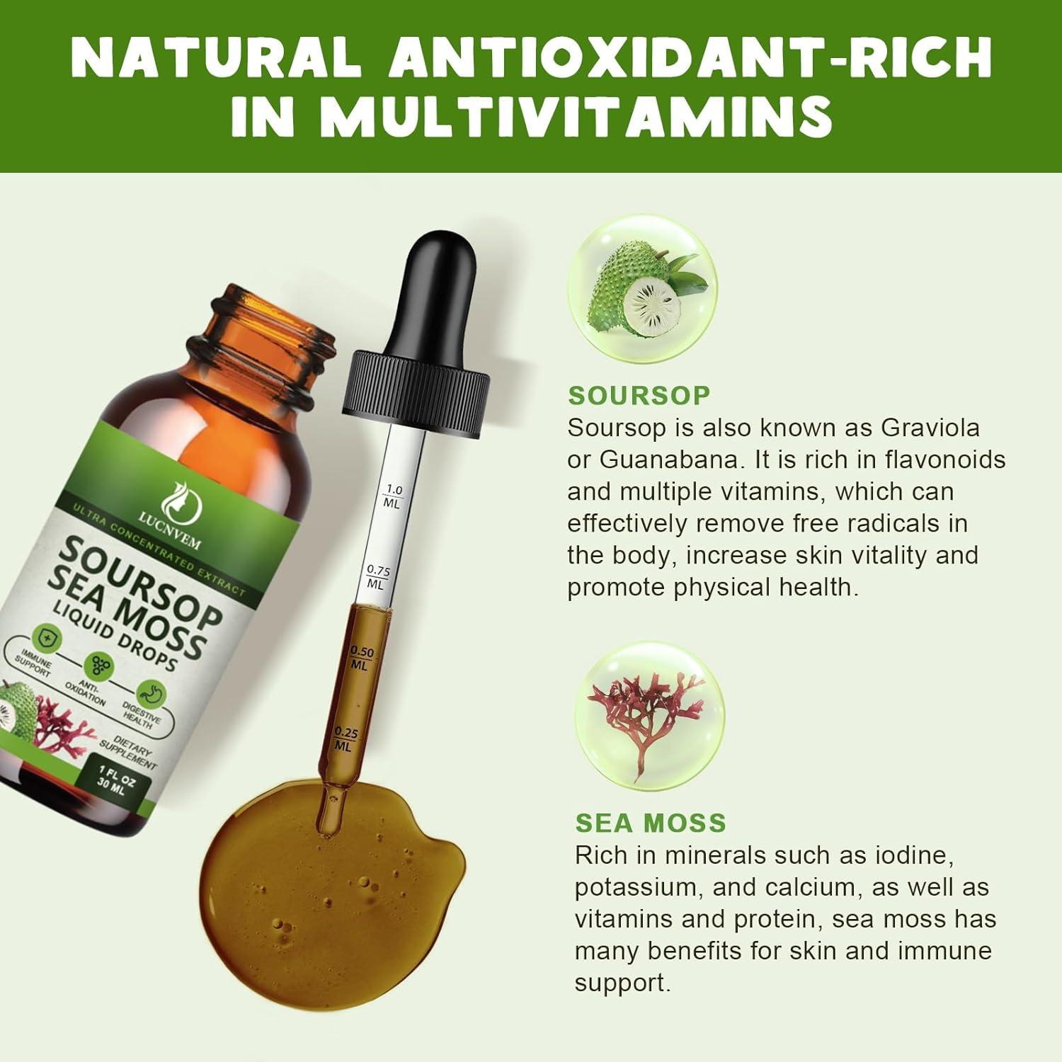 Gotas Líquidas de Graviola y Musgo Marino LUCNVEM 118 ml