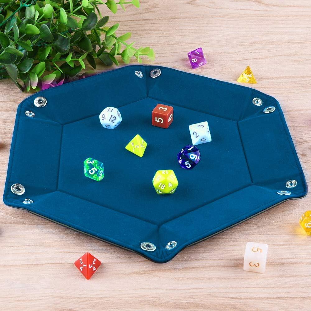 Bandeja de Dados SIQUK Hexagonal Plegable de Cuero PU Azul