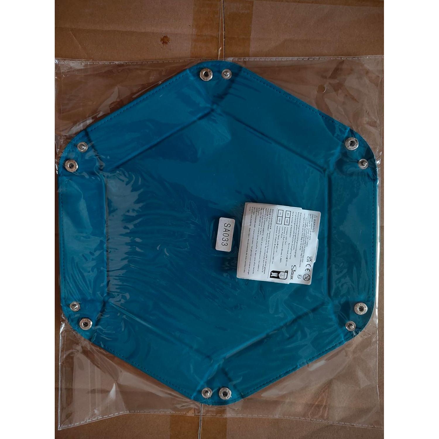 Bandeja de Dados SIQUK Hexagonal Plegable de Cuero PU Azul