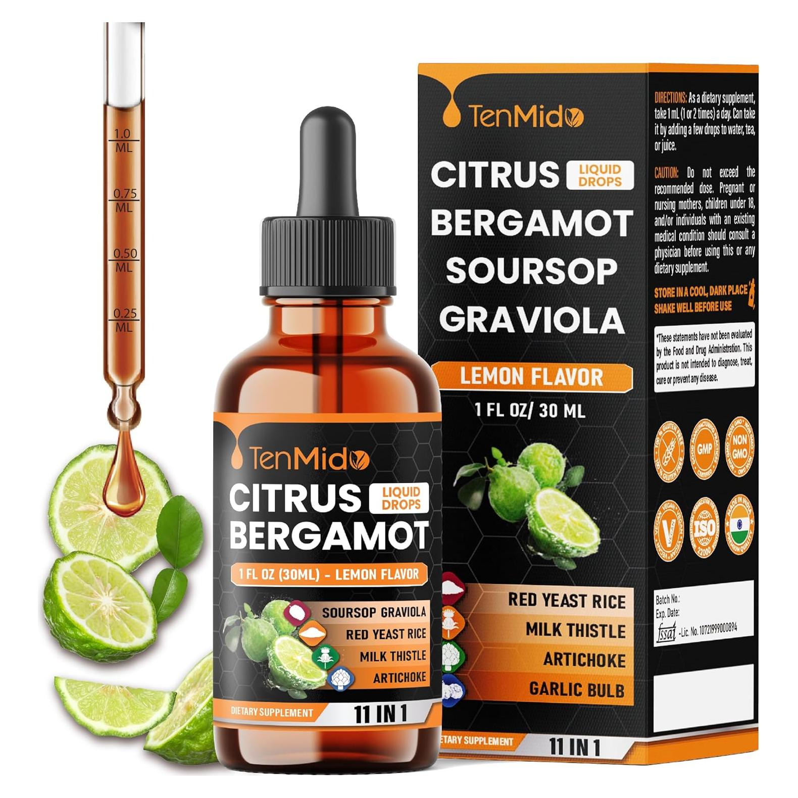 Gotas Líquidas de Bergamota Cítrica Tenmido 30ml - 11 Ingredientes