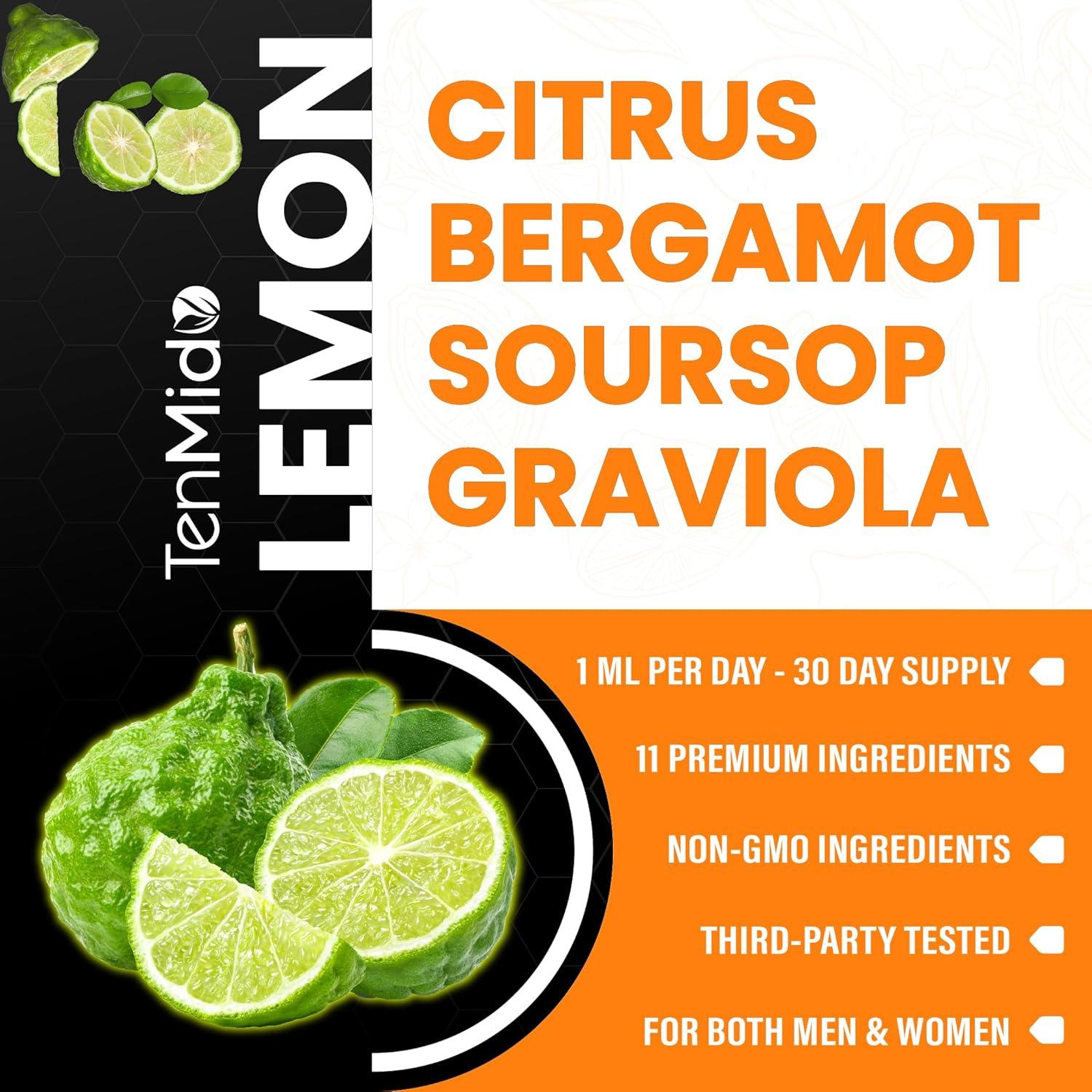 Gotas Líquidas de Bergamota Cítrica Tenmido 30ml - 11 Ingredientes