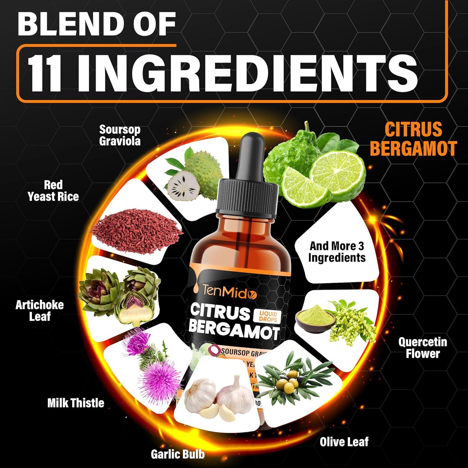 Gotas Líquidas de Bergamota Cítrica Tenmido 30ml - 11 Ingredientes